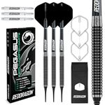 RED DRAGON Pegasus Soft Tip Darts Set - 18 gram - Black Stems and Black Flights