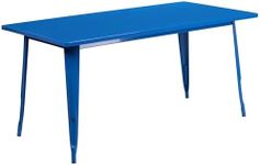 Flash Furniture Charis Commercial Grade 31.5" x 63" Rectangular Blue Metal Indoor-Outdoor Table