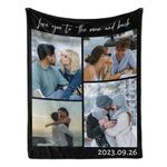 Custom Blanket with Photos Personalized Photo Collage Throw Blanket for Family Father's Day Wedding Birthday Christmas Valentines Day Gifts for Women Him Her