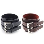 Gothic Leather Bracelets for Men Punk Rock Cuff Bracelet Braided Wrap Leather Bracelet Handmade Bangle Wristband for Women