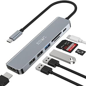 USB C Hub, JESWO 7-in-1 USB C Adapter with 4K USB C to HDMI, 100W Power Delivery Port,1 USB 3.0 Port and 2 USB 2.0 Ports, SD/TF Card Reader, USB C Dock for MacBook Pro,iPad Pro, Dell XPS and More