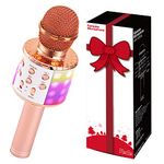 Fede Karaoke Microphone, Wireless Bluetooth Microphone for Kids Singing, Karaoke Mic Speaker Machine with LED Lights, Gifts Toys for 3 4 5 6 7 8 9 10 11 12 Year Old Girls and Boys