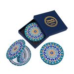 Totally Turkish Metal Compact Mirror – Small Folding Round Mirror With Magnetic Close – 1x & 2x Magnification – For Handbags, Make-Up, Travel & Commutes – Bright & Funky Geometric Pattern (Dantela)