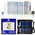 Drawing Pencils and Sketch Set Professional 20 Pieces Drawing and Sketching Pencil Set with Portable Bag Sketch Pencils Drawing Art Tool Kit (Blue)