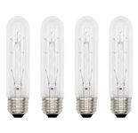 Creative Hobbies® 308 (Pack of 4) 25T10/CL - 25 Watt T10 Clear Tubular - 120V - Medium (E26) Base - Incandescent Light Bulbs