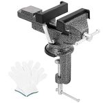 KOHAND Universal Table Vise Clamp 3 Inch/76mm, 360°Swivel Base Bench Clamp, Mini Bench Home Vise, Clamp-On Vise, Portable Work Bench Vise for Woodworking, Metalworking, Drilling, Black