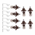 GRIVAN Stainless Steel & ABS Curtain Bracket Parda Holder with Support 1 Inch Rod Pocket Finials Designer Door and Window Rod Support Fittings, Curtain Rod Holder (Pair of 4, Dark Brown )