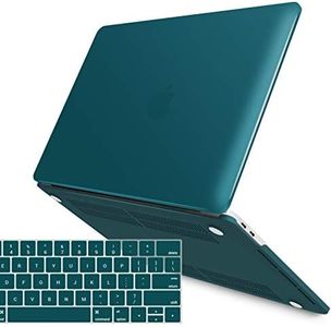 IBENZER Compatible with MacBook Pro 15 Inch Case 2019 2018 2017 2016 A1990 A1707, Plastic Hard Shell Case with Keyboard Cover for Mac Pro 15 Touch Bar, Quetzal Green, T15QUGN+1