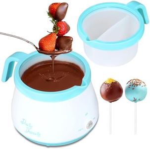 Party Desserts Candy and Chocolate Melting Pot with 2 Pots, Mini Electric Fondue Pot, Melts Candy Chocolate in a Couple of Minutes, Ideal for Cake Pops Cookies Cakes, 2.5 Cups, Aqua