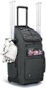 KAVIGOR 80L Rolling Baseball & Softball Bag for Youth & Adult, Holds 3 Gloves & 4 Bats, Custom Team Panel, Travel Ball Ready