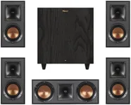 Klipsch Reference Home Theater Speaker Bundle – Includes (4) R-41M Bookshelf Speakers, (1) R-52C Center Channel, and (1) R-80SWi 8" Wireless Subwoofer for Immersive Surround Sound