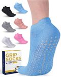 Pembrook Grip Socks for Women and Men - 6 Pairs Barre Socks with Grips for Women | Gripper Socks for Women | Yoga Socks for Men | Pure Barre Socks | Non Slip Socks Mens