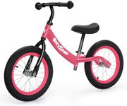 bicystar 14 Inch Balance Bike for Kids 3-7 Year Old, Kids Bike with No Pedals, Air Rubber Tires, Adjustable Height, Foot Rest, Pedalless Kids Bicycle Boys, Girls (Pink)