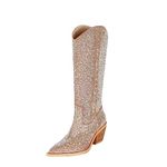 Lunhonk Women's Rhinestone Cowboy Boots Sparkly Cowgirl Boots Block Heel Cowgirl Boots Sparkly Western Boots Cowgirl Boots Cowboy Boots for Women, Rhinestone, 5.5 UK