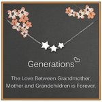 Weelody 3 Generations Necklace, 925 Sterling Silver Three Star Necklace for Women, Necklace for Grandmother, Mother and Daughter, Mother's Day Gift Ideas, 3 Generations Gift