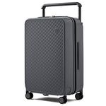 Mixi Luggage Suitcases with Spinner Wheels,Upgrade Wide Handle PC Hardshell Rolling Travel Suitcase with TSA Lock, Checked-Medium 24-Inch, Rock Gray