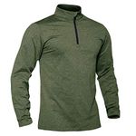 TACVASEN Mens Long Sleeve T-Shirt Quick Dry Lightweight 1/4 Zip Shirt Fleece Lined Stand Collar Sports Pullover Fall Sweatshirts Sherpa Lined Lightweight Green