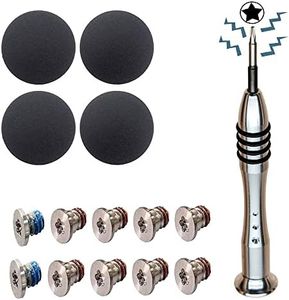SLAUNT 4 Pack Rubber Feet 10pcs Repair Replacement Screw Compatible with Mac Book Pro Retina A1425 A1502 A1398 13" 15" Bottom Case Screw Rubber Feet and Screwdriver Repair kit