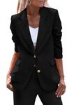 PRETTYGARDEN Women's 2024 Fall Business Casual Blazers Long Sleeve Notch Lapel Trendy Work Office Blazer Jackets Outerwear (Black,Small)