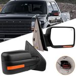 ITOPUP Towing Mirrors Fit for 2007-2014 For Ford For F-150 Series Truck Pickup Tow Mirrors with Power Control Heated Turn Signal Light Black Textured 1 Pair of Mirrors Left Side and Right Side