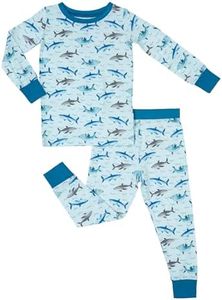 LollyBanks Toddler Pajamas, Two-Piece Long Sleeve Boys Pajama Set, Lightweight 95% Viscose and 5% Spandex, Snug Fit Breathable Kid Sleepwear, Buttery Soft Toddler Clothes 4T (Shark Print)