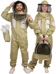 USKEEPERS Polly Cotton Bee Suit, Apiarist Ultra Ventilated Beekeeping Suit for Men & Women with Beekeeper Gloves & 2 Beekeeping Veils, Professional & Beginner Beekeepers Suit. (Olive,2XL)