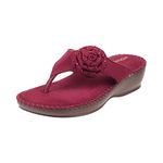 Mochi Women Maroon Suede Leather Comfort Slip-on Sandal UK/3 EU/36 (44-2)