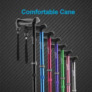 Rehand All Terrain Folding Walking Stick – Adjustable, Pivot Tip, Black