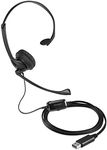 Kensington USB Mono Headset with Mic and Volume Control, Single Ear (Monaural) Headset with Boom Mic (K80100WW)