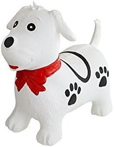 NPV Group LLC Bounce & Ride-on Inflatable Hopper Dog Toddler Toy, Black and White