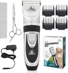 Professional Dog Grooming Kit - Cordless Low Noise Dog Clippers for Grooming Thick Coats - All Pet Safe Cat Hair Trimmer - Pet Grooming Kit Includes Dog Hair Clippers, Nail Trimmer & Shears