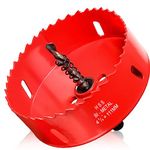 4 3/8 inch Hole Saw for Wood, 111mm Diameter HSS Bi-Metal Hole Cutter Circular Drill Bit for Plastic, Drywall, Plasterboard, Fiberglass and Vent Pipe, 3/8” Hex Shank