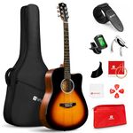 Vangoa Acoustic Guitar for Beginner Adult 41 Inch Full Size Cutaway Acoustic Guitar Bundle Kit Sunburst Dreadnought Acustica Guitarra for Teens Starters