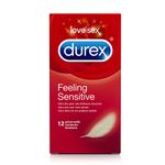 Durex Thin Feel Condoms, Regular Fit, 12s, Secure, Natural Latex, with Silicone Lube, Easy On Shape, More Sensitivity