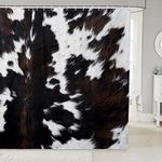 Cow Fur Bathroom Curtain Kids Cowhide Leather Hair Shower Curtain Women Men Cloth Fabric Fabric Rustic Cow Skin Decor Bath Curtain Brown Farmhouse Shower Curtain Set 72"x78"