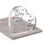 Beecreative Personalised Engagement Wedding Anniversary Date Gifts, The Best Day Ever Special Date Gift, First Anniversary Husband Wife, 1 Year Together, Valentines Gifts, With Grey Bag