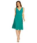 Adrianna Papell Women's Jersey and Chiffon Pleat Dress, Twilight Teal, 6