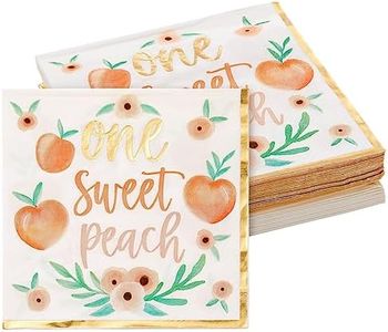 50 Pack Sweet Peach Paper Napkins for Baby Shower, Birthday Party Supplies (6.5 in)