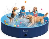 Furrybaby Dog Pool, Kiddie Pool Hard Plastic, Plastic Pool with Inner Mesh for Better Scratch Resistance, No Assembly, Portable Dog Pools for Large Dogs for Backyard Water Fun (Navy 63×12inch)