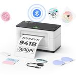 MUNBYN Bluetooth Thermal Label Printer 300DPI 4x6 for Shipping Packages Postage Address Home Small Business, Compatible with Etsy, Shopify, Ebay, Amazon, Royal Mail, FedEx, UPS, 941BP, White