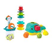 INFANTINO Ocean Fun Bathtime Playset - Including Orca The Shape-Sorting Whale, Shoot 'n Scoop Ocean pals and 8 Colourful Stacking Cups, BPA Free