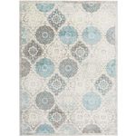 Home Dynamix Boho Andorra Transitional Damask Area Rug, Grey/Blue, 6'6"x9'6"