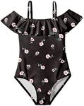 Arshiner Girls Swimsuit Kids One Piece Bathing Suit Quick Dry Beach Swimwear (Floral Black, 7-8 Years)