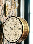 Vintage Clock Handcrafted Double Side Analog Clock With World Time/Railway (Station) Clock/Brass Finish / 12 Inches Size/One Side World Clock Other Side English Number