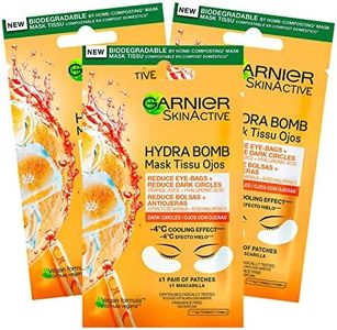 3x Garnier SkinActive Masque Contour des Yeux Anti-Fatigue au Jus d'Orange et à l'Acide Hyaluronique pour les Yeux Ternes et Fatigués - 3 Paquets de 1 Application