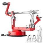 Apple Peeler Slicer Corer with Stainless Steel Blades and Powerful Suction Base for Apples Pears Potatoes(Red)