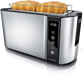 arendo Grille-Pain à 4 Fentes Longues 1500 W, écran Tactile, boîtier à Double paroi, Support à viennoiseries, 7 Niveaux de brunissement, centrage et Affichage du Temps restant, Fonction mémoire