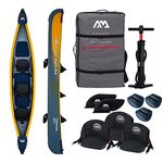 Aqua Marina Tomahawk, AIR-C High Pressure Drop-Stitch Premium Inflatable Kayak/Canoe, for 2-3 Person, 478 cm Length, Marine/Yellow