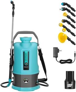 VIVOGROW Battery Powered Sprayer, 1.3-Gallon/5L Electric Pump Sprayer with Six Nozzles, Adjustable Shoulder Strap and Spray Wand for Garden, Lawn and Other Cleaning, Blue