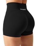 YEOREO Workout Gym Shorts Women Sport Scrunch Butt Lifting 3.5" Seamless V Waist Amplify Shorts Black Small